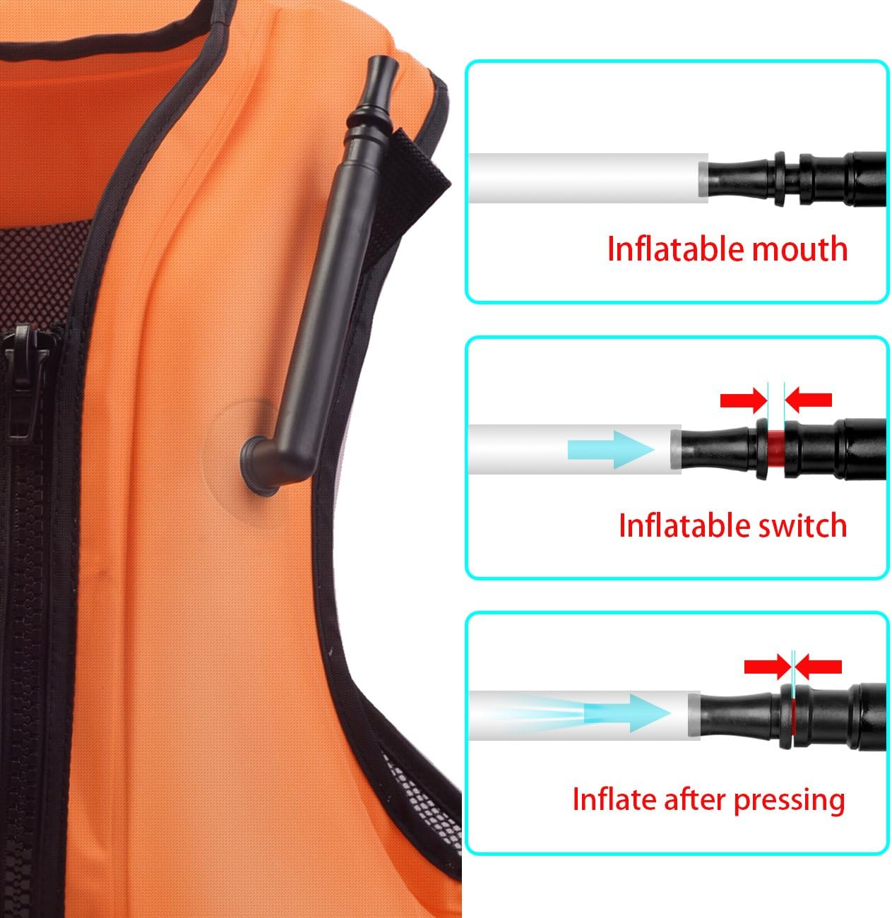 OMOUBOI Inflatable Snorkel Jacket Adult with Leg Straps for Men Women Snorkel Vest for Snorkeling Diving Swimming (Orange) : Sports & Outdoors