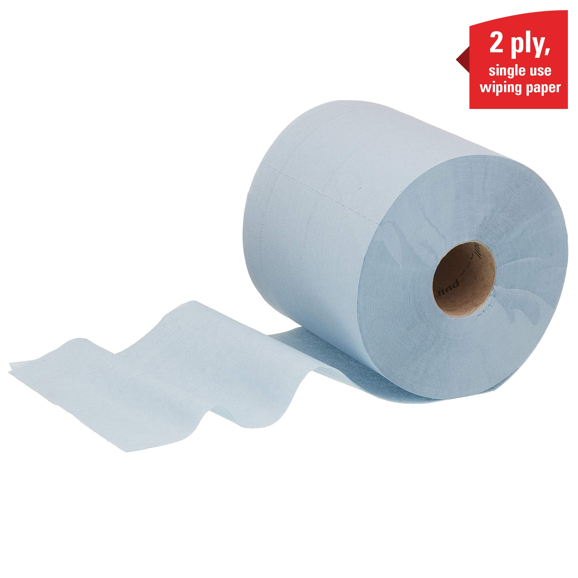 Panno in Carta per la Pulizia Industriale Wypall L20 7302, a Erogazione Centrale, 2 Veli, Colore Azzurro (6 Rotoli X 336 Fogli)