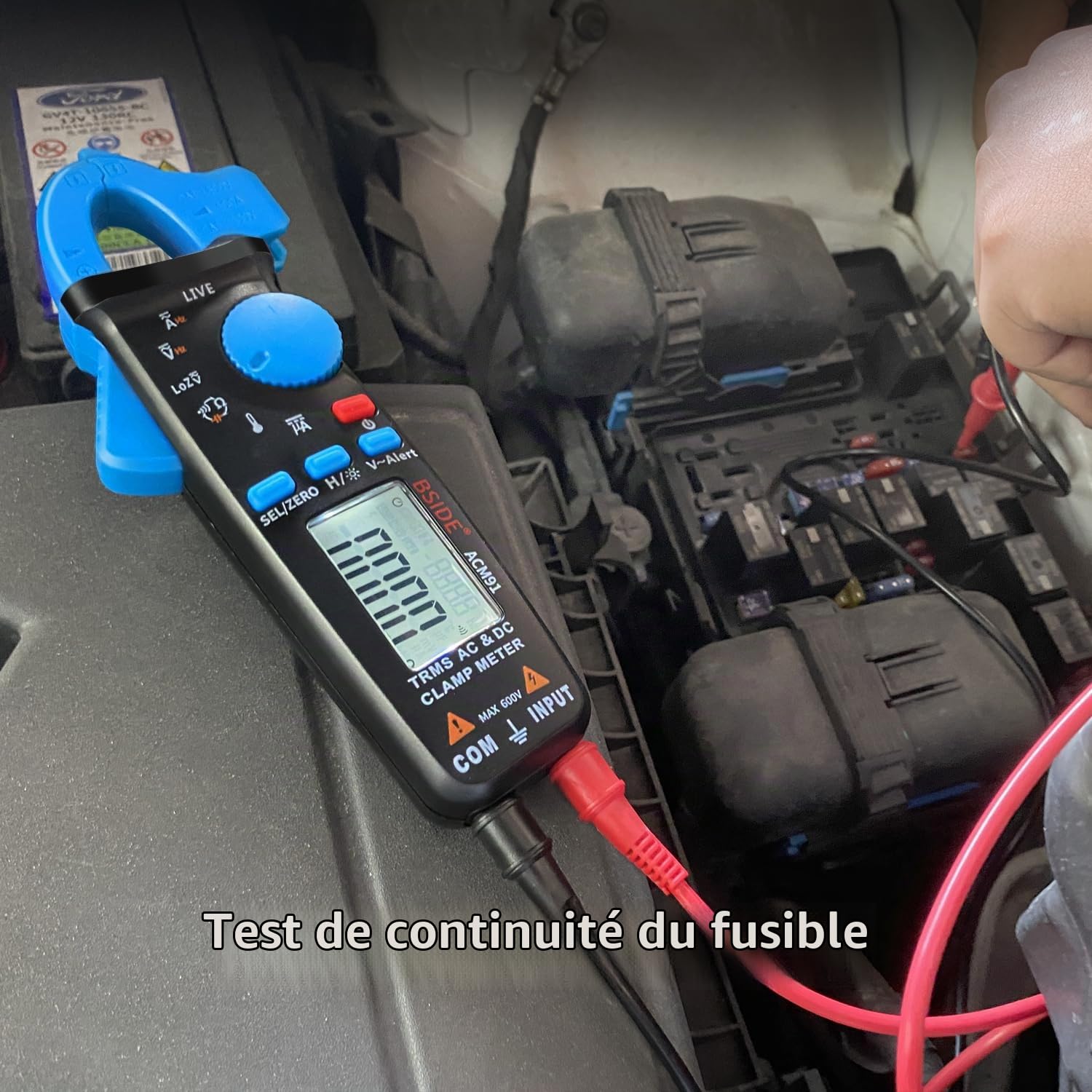 BSIDE ACM91 Pince Ampèremétrique AC DC 1mA TRMS Mini Pince à Courant de Fuite 6000 Comptes Testeur Multimètre Numérique de Température Capacité Ohm Continuité NCV LOZ Milliampèremètre pour Automobile