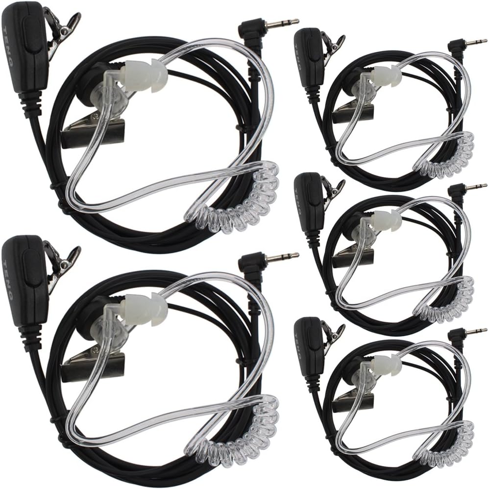 5pack 1 Pin Covert Acoustic Tube Earpiece Headset for Motorola Walkie Talkie Two Way Radio 1pin
