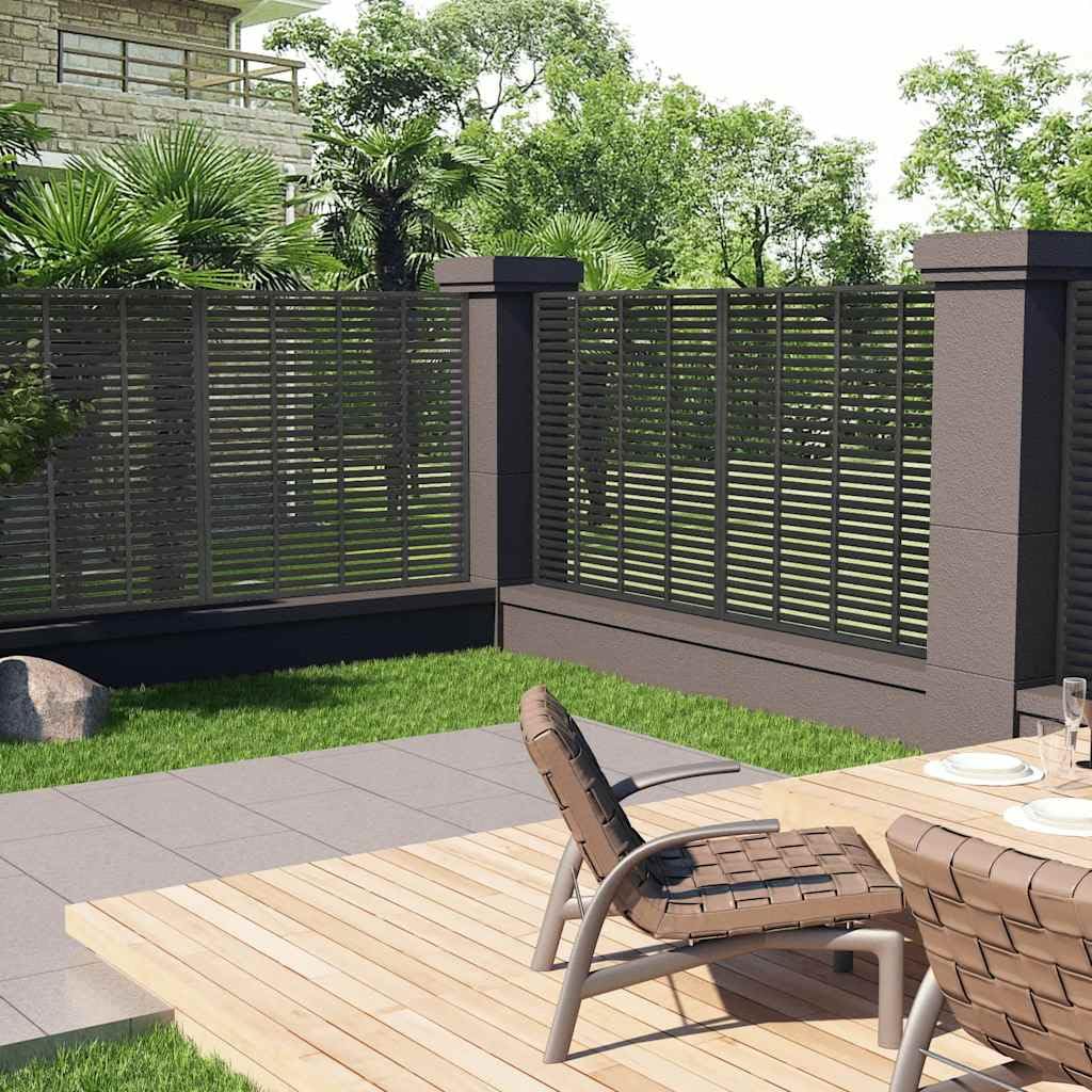 WPC Sichtschutzzaun 180x180 cm, Lamellenzaun für Garten und Terrasse, Dunkelgrau, langlebiges Zaunelement zur Abgrenzung und Windschutz (pflegeleicht ohne Streichen)