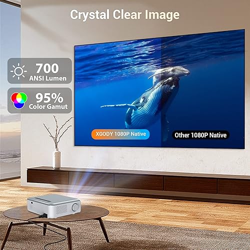 Miniatura 4 de Proyector 4K compatible con Android 110 con WiFi y Bluetooth XGODY Sail1 Native 1080P 700ANSI Smart HD proyector de cine en casa al aire libre con