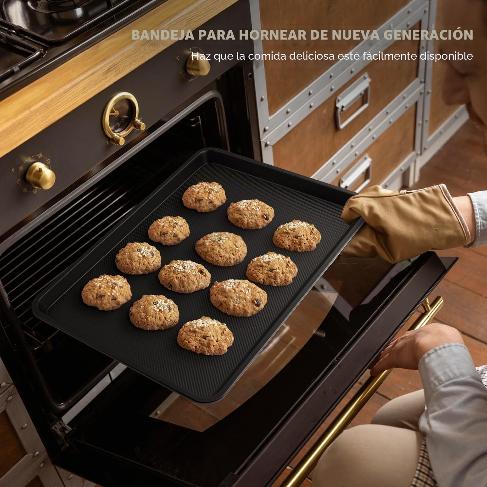 Fire More 2 Pack Bandejas de Horno de Acero al Carbono, 32,6 x 22,8 x 2,5 cm Bandejas para Hornear con Revestimiento Antiadherente, Fáciles de Limpiar