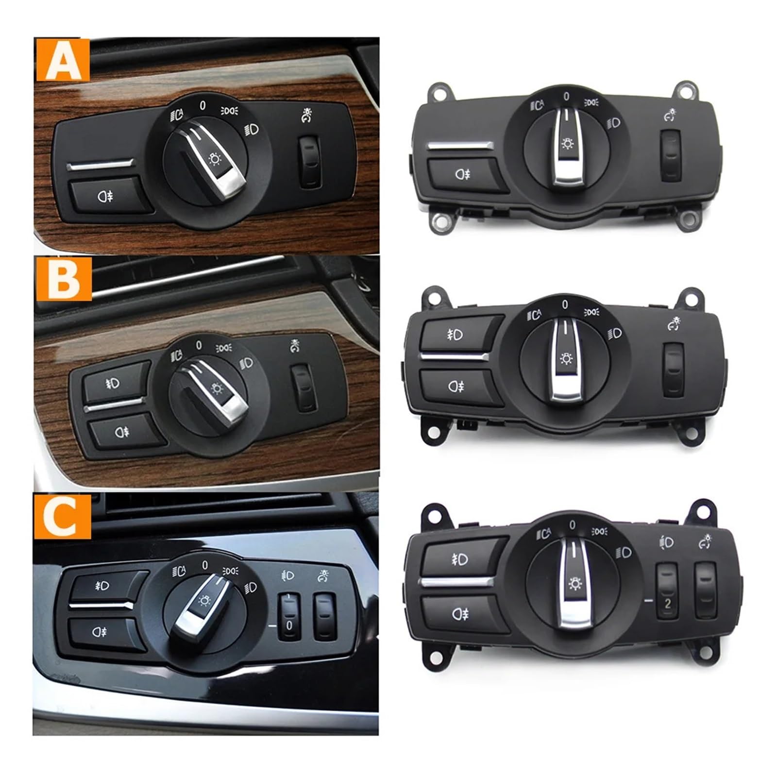 Auto-Frontscheinwerfer-Scheinwerferschalter-Baugruppe passend for BMW 5 6 7 Serie X3 X4 F10 F11 F07 F06 F01 F25 F26 61319192744(Model B)