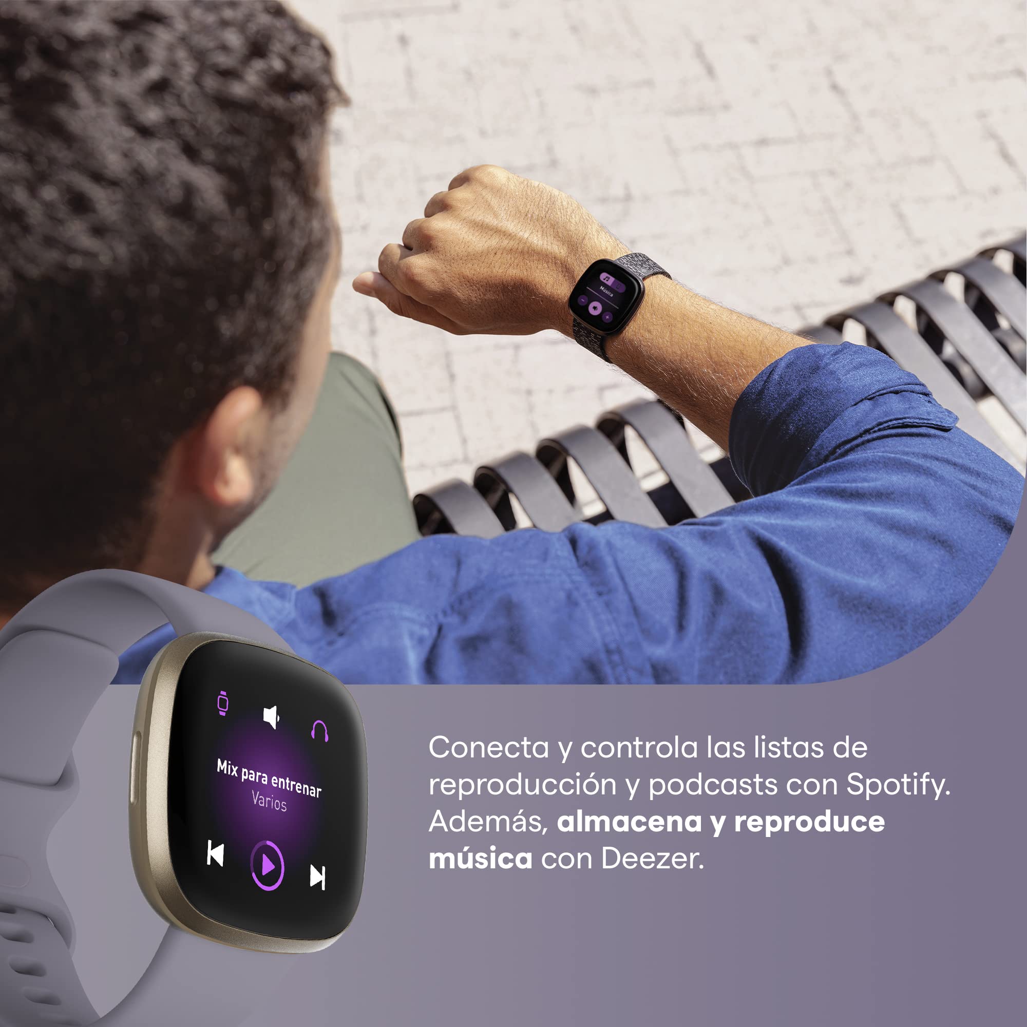 Fitbit Versa 3 - Smartwatch de salud y forma física: con 6 meses de servicio Premium incluidos, GPS integrado, Nivel de recuperación diario y batería de +6 días