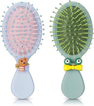 2 Pack Mini Kids Hair Brush Oval Detangler Massage Comb