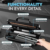 Vista 6 de Máquina selladora al vacío de 95 Kpa para alimentos, preajustes 10 en 1 con modo Sous Vide, doble sellado térmico, cortador integrado