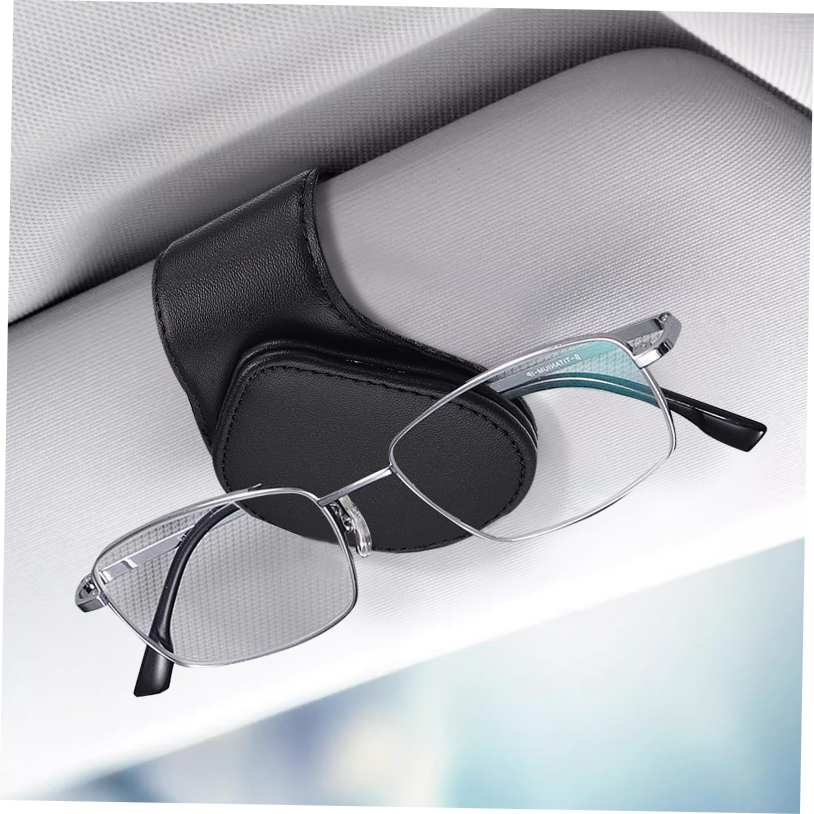 SOLUSTRE 6stücke Magnetischer Brillenhalter Aus Pu-Leder Für Auto Sonnenbrillen Und Kartenclip Für Sonnenblende Für Eyewear Und Tickets