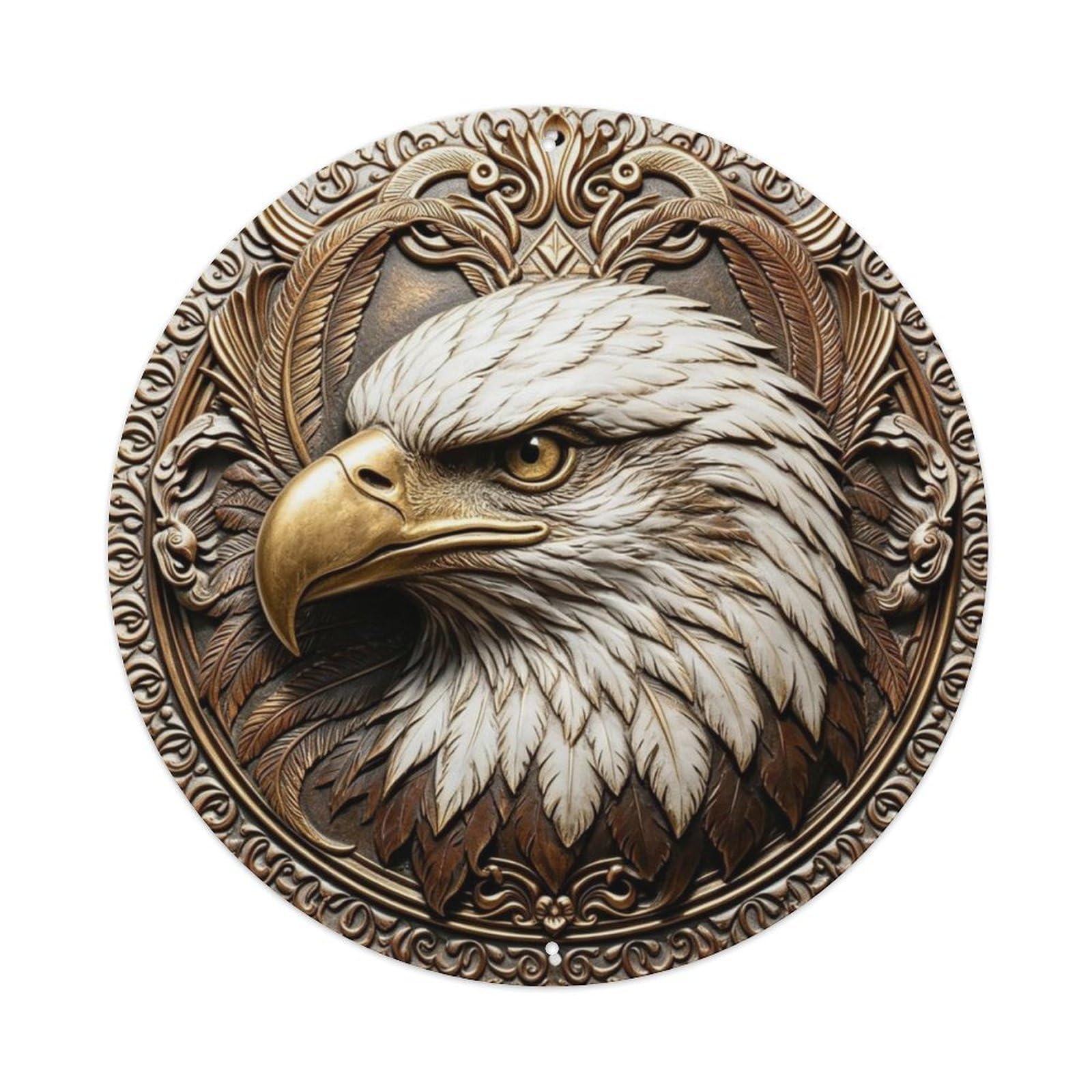 Patriotic Bald Eagle Head 3D Antique Metal Tin Sign Plaque