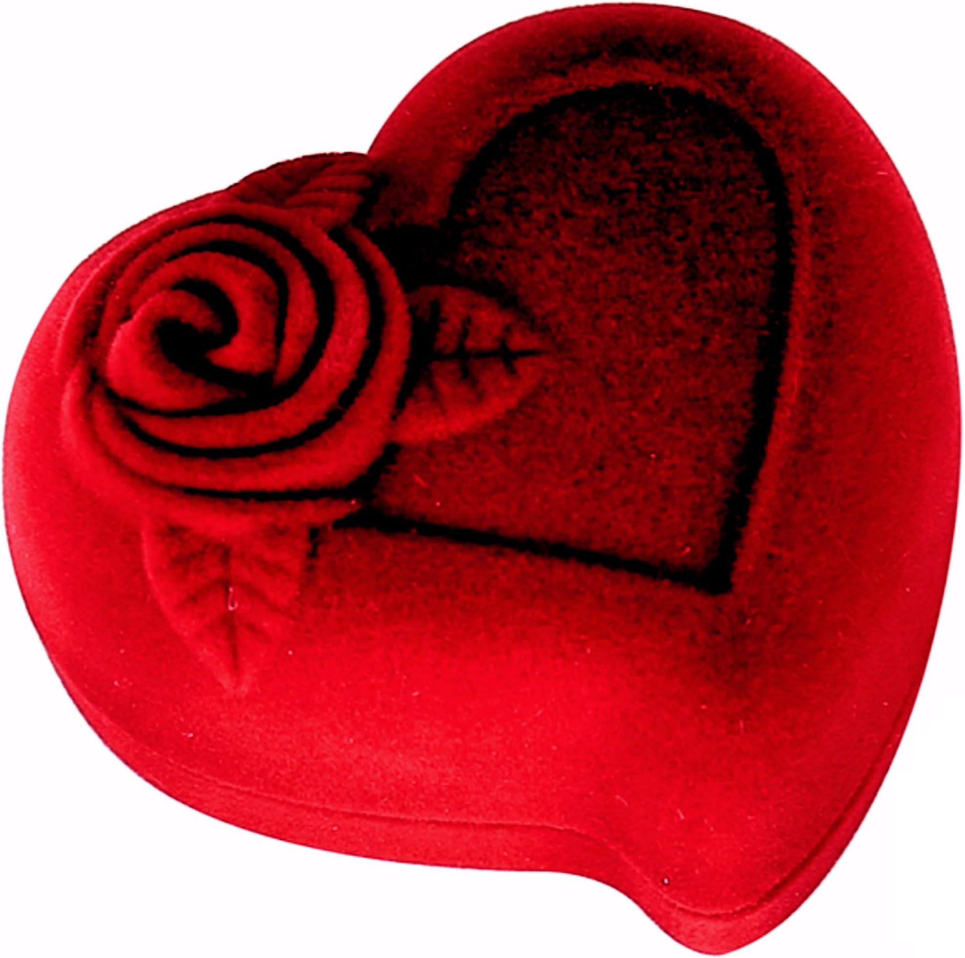 Christmas Rose Heart Velvet Gift Box for Jewellery Rings Earrings - Luxury Red Proposal Engagement Ring Box - Romantic Valentines Birthday Mothers day Gift for Her Girlfriend Wife Fiancée