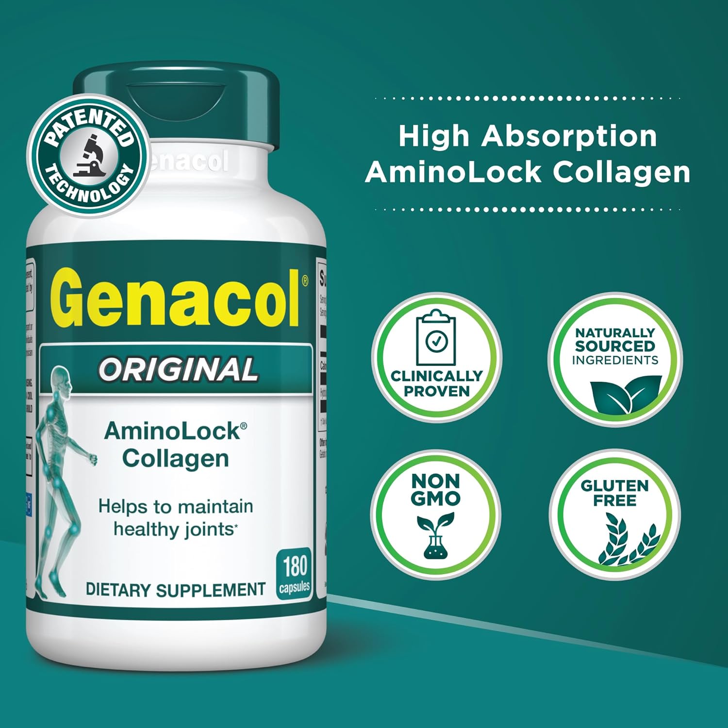Genacol Original – Collagen Supplement with Ultra-Hydrolyzed Peptides for Joint Health Support, Value Duo-Pack, 360 Capsules (120-Day Supply)