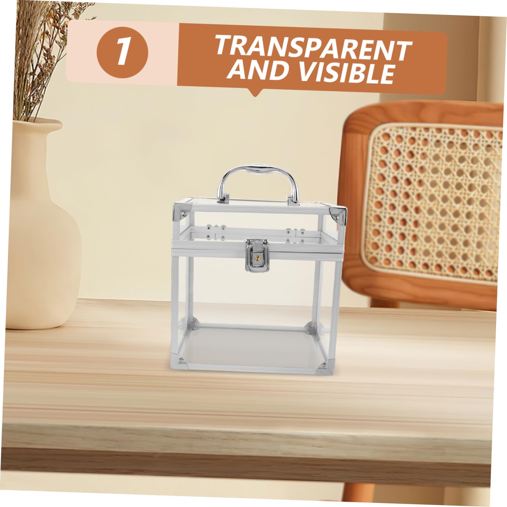 Scatola Porta Dischi in Vinile e CD in Acrilico con Manico, Organizer da Tavolo Elegante e Capiente per Studio o Soggiorno