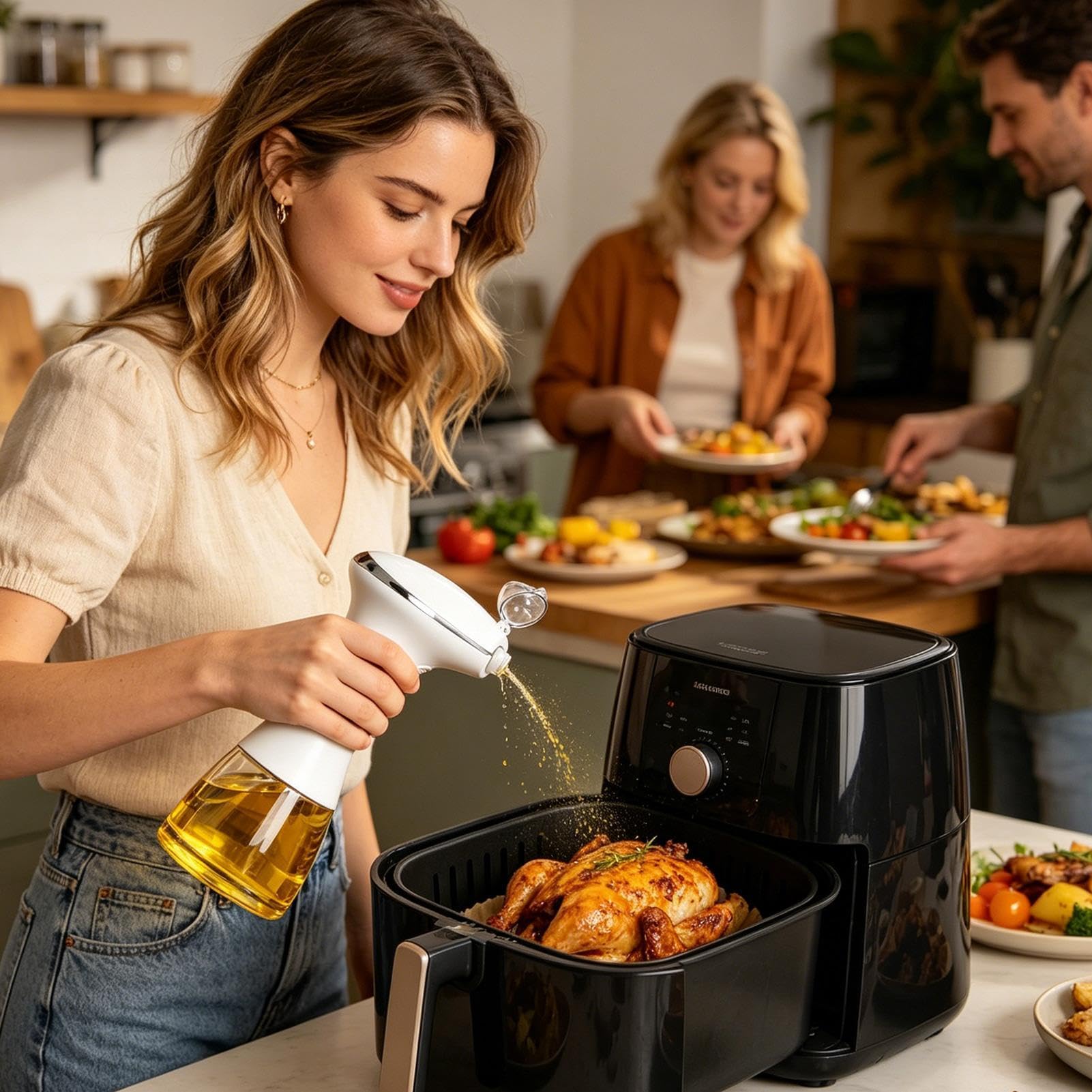 Pulvérisateur D'Huile D'Olive Ustensile De Cuisine Portable Et Rechargeable | Vaporisateur D'Huile D'Olive Pour Friteuse À Air Pour Préparation Repas Friture Rôtissage Grillade Maison Restaurant