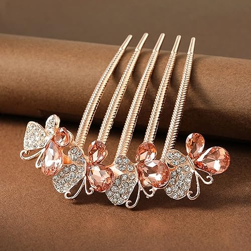 Miniatura 7 de Xerling Peine de pelo con diamantes de imitación, accesorios para el cabello para mujeres, peine lateral de cristal de mariposa, pieza de pelo azul
