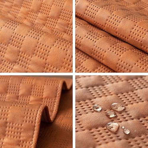 Miniatura 6 de vctops Funda acolchada de lujo, resistente al agua, de gamuza sintética, a cuadros, funda antideslizante para sofá modular para perros, niños y