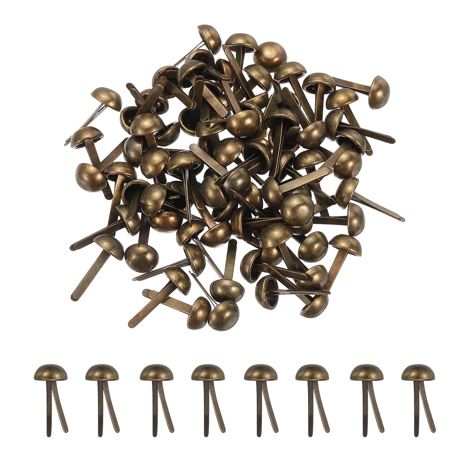 PATIKIL 120 Pcs Brads Paper Fasteners, 6 x 13 mm Metal Round Head Split Pins, Prong Brads for Scrapbooking Leather Craft Decorative DIY Supplies, Bronze