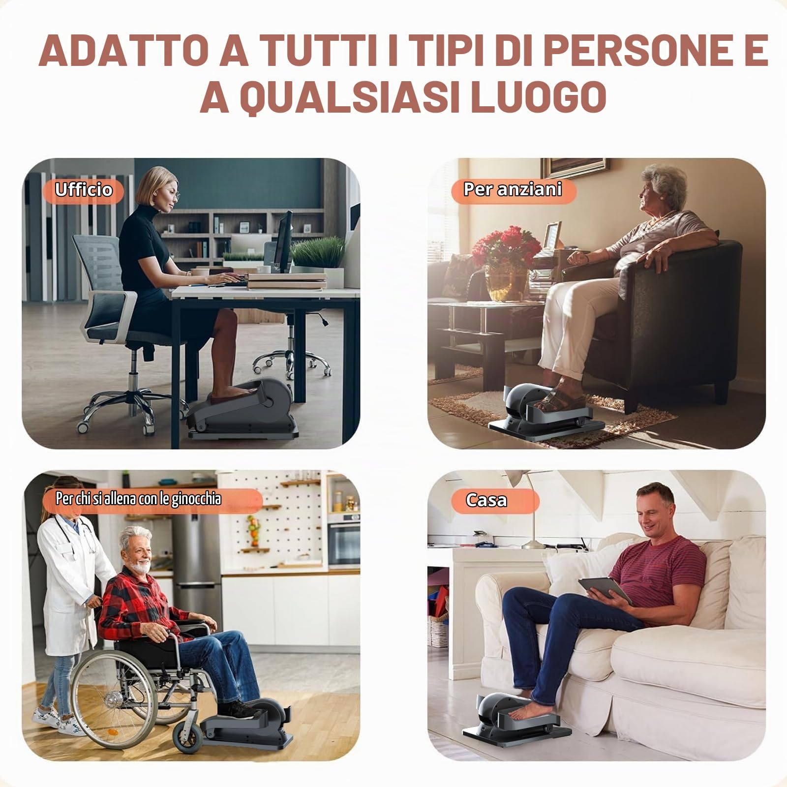 TODO Trainer Ellittico da Scrivania con Massaggi Fissi per i Piedi, Trainer Ellittico Elettrico per il Recupero Delle Gambe per Gli Anziani Pedalatore Seduto per Adolescenti e Adulti