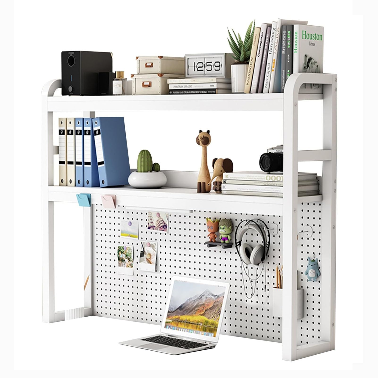2 Couches DIY Étagère Livre Bureau Bibliothèque Organisateur De Bureau À Poser - Supports De Bureau D'étagère De Grille Multicouche, Présentoir De Stockage De Bureau Multifonctionnel(C,115X24X100)