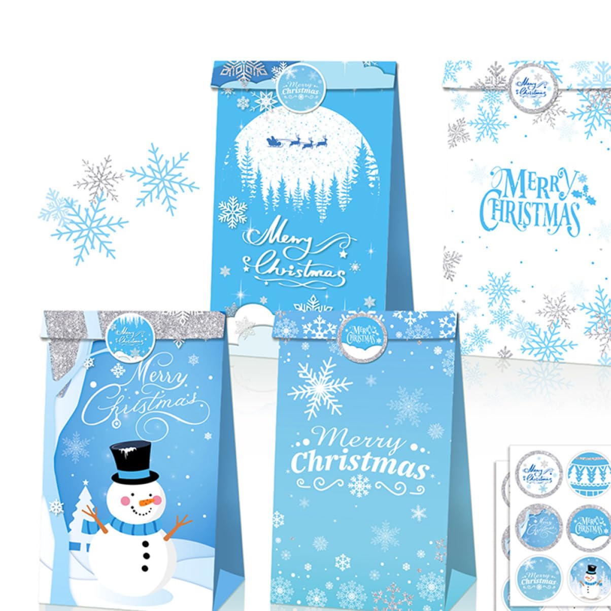 NUOBESTY 100fogli Etichette Adesive Natalizie Da Stickers Decorativi Con Motivi Di Fiocchi Di Autoadesivi e Resistente Per Regali e Decorazioni Festive