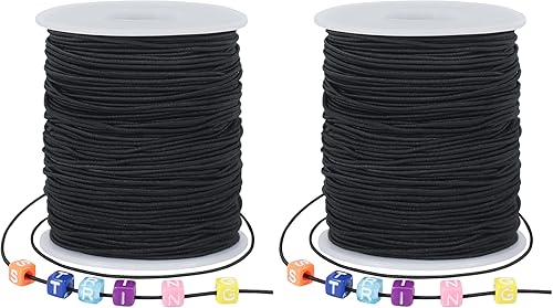 Vista 11 de Cordón Elástico Negro, 328 Pies 2mm de Hilo Elástico para Pulsera, Collar, Fabricación de Joyas, Cuentas y Manualidades