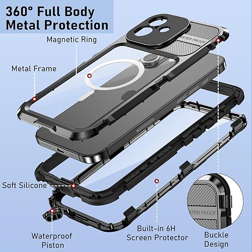 Miniatura 158 de WIFORT Funda impermeable para iPhone 14 Pro - Funda protectora de cuerpo completo de metal resistente, protector de pantalla integrado, IP68 a
