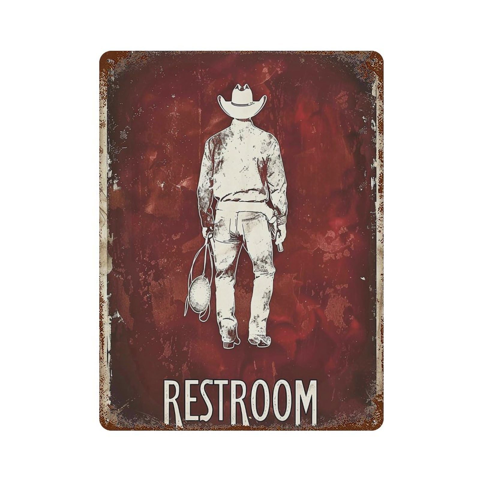 FHUYEURHRY Western Cowboy Restroom 04 Wall Decor Retro Iron Vintage Art Metal Tin Sign Poster Modern Home Cofffee Club Art Bar Shop Decorations Style-1 40x30cm