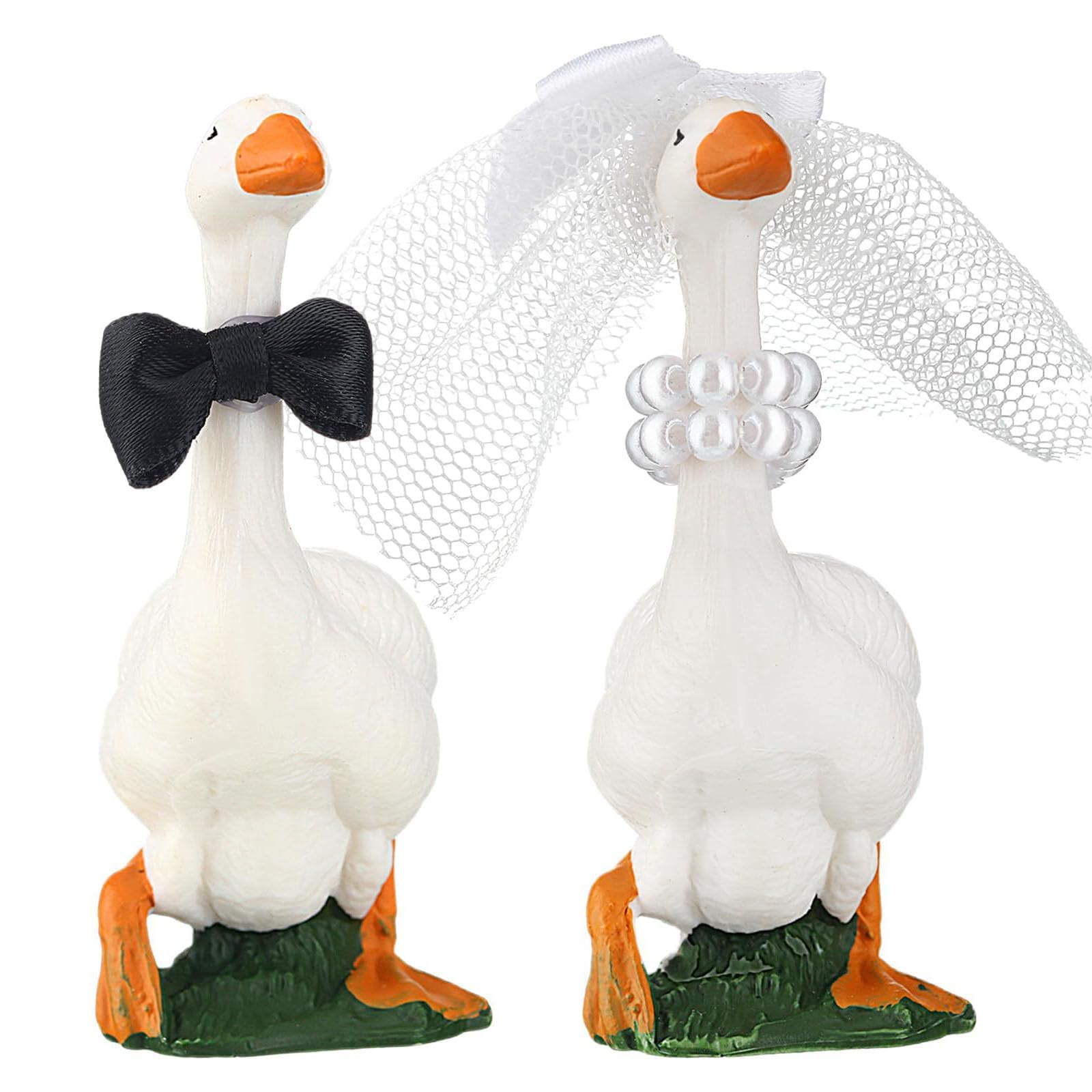 2-Piece Funny Wedding Cake Toppers, Couple Goose Wedding Cake Topper for Bride & Groom Engagement Anniversary for Engagement, Anniversary and Wedding Cake Decorations