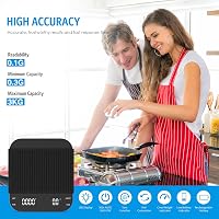 Brifit Kávé Mérleg Időzítővel - 3kg/0,1g Precíziós Konyhai Digitális Mérleg, LED Kijelző, USB Tölthető, Tára Funkcióval, Érintőgombos 2