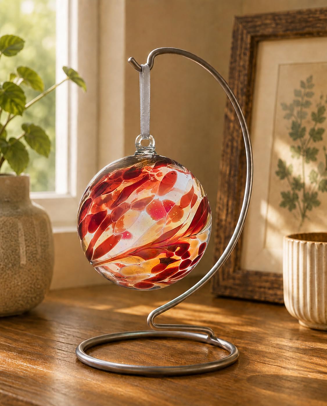 Sienna Glass Light 10Cm Friendship Ball - Garnet