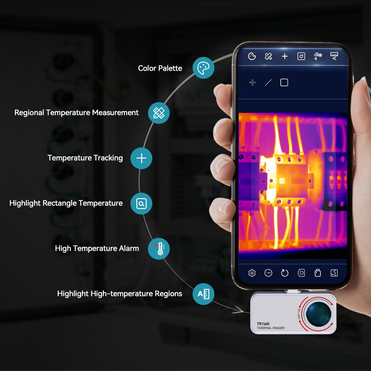 MiLESEEY TR160i Wärmebildkamera für Android Type-C,25Hz 160 * 120 Auflösung | 20g Vollmetallgehäuse, 3 Messmodi & 6 Farbpaletten. Messbereich -15°C bis 600°C.Kompatibel mit Phone, Tablet & PC