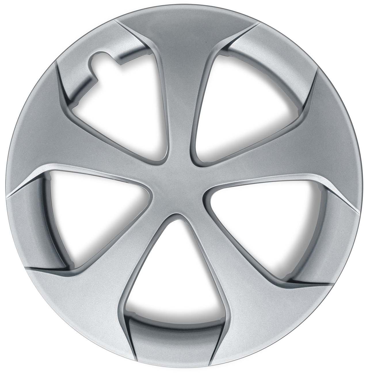 OxGord 15 inch Silver Snap-On Hubcaps with 5 Spoke Compatible with 2012-2015 Toyota Prius Standard Steel Wheel Covers