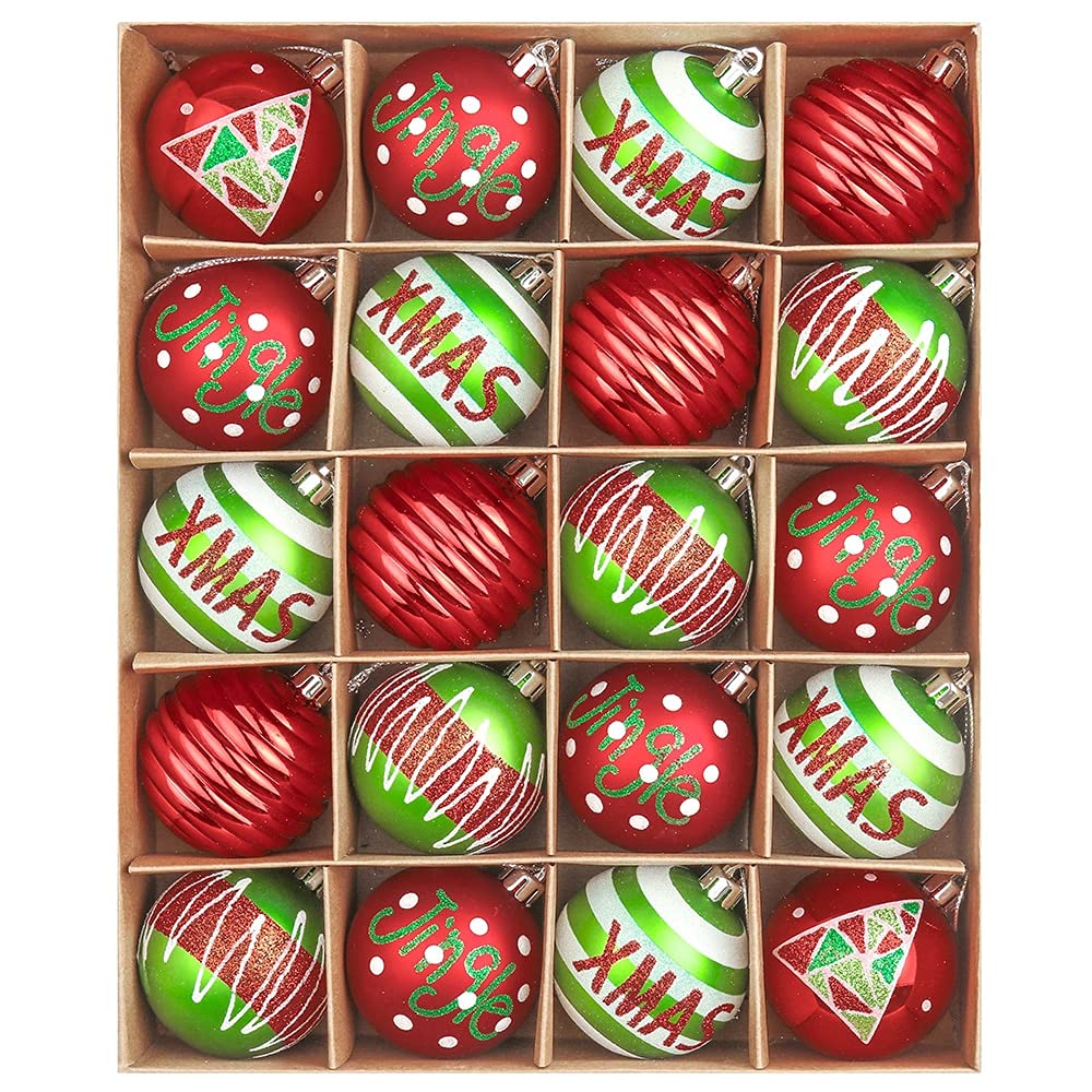 Ozdoba Choinkowa 6 cm 20 SZTUK Boże Narodzenie kulki Ozdoby Choinkowe Wiszące Wisiorki Bauble Xmas Dekoracje Dla Nowego Roku Prezent dekoracje świąteczne (Color : Style 1)