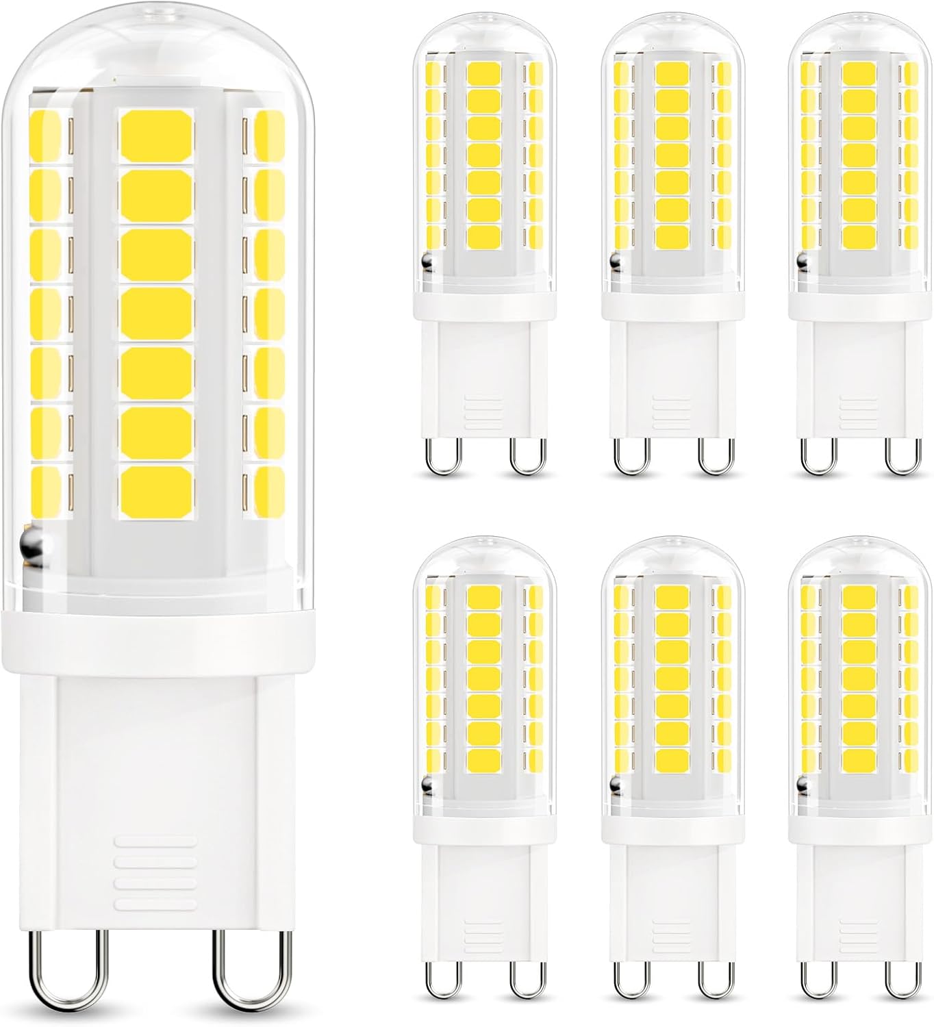 DiCUNO G9 LED Bulb 4W, Daylight White 5000K, 40W Halogen Equivalent, Chandelier Light Bulbs T4 G9 Bi Pin Base, Non-dimmable, 430lm, Replacement for Bathroom Vanity Lights, Pack of 6