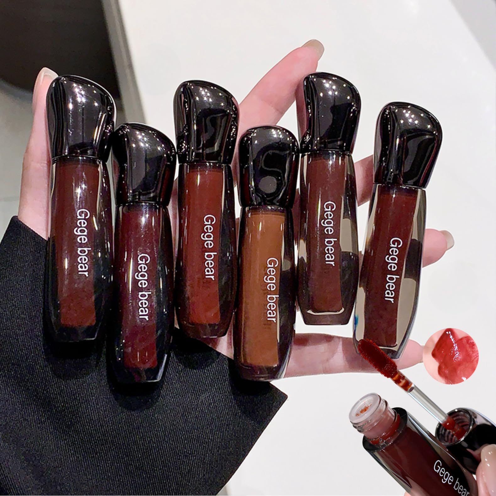 Gege Bear Mirror Surface Water Glossy Lip Glaze | All-Day Wear 24-Hour Lipstick | Perfect 9 to 5 Lip gloss | Smudge-Proof & Waterproof | Best Glossy Lip Care for Every Skin Tone (04# Wisdom Cherry, 2.8g)-picture-15