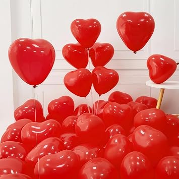 Red Heart Balloons, 50 Pcs 12 Inch Heart Shaped Balloons, Red Latex Balloon, Romantic Valentines Balloons for Birthday Party Wedding Engagement Party Baby Shower Valentine Day Decorations