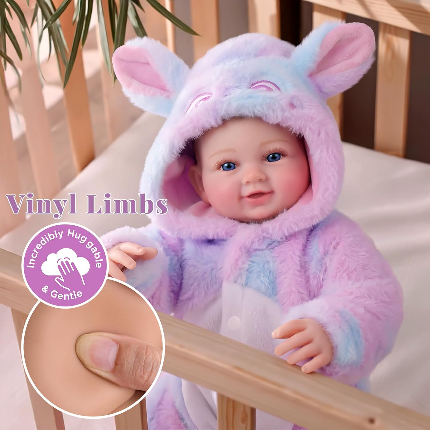 BABESIDE Reborn Baby Dolls, 17 Inch Realistic Newborn Baby Doll, Soft Vinyl Poseable Lifelike Smiling Reborn Doll, Real Life Baby Doll with Complete Accessories, Birthday Gift for Kids Age 3+