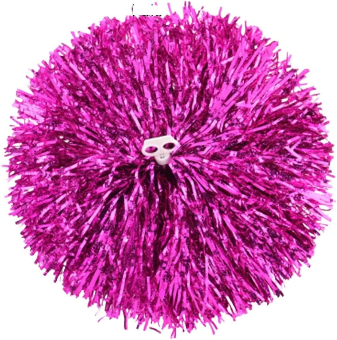 Dance Cheerleading Pompoms, Cheerleading Pom Poms 6 pcs Multicolor Double Hole Plastic Handle Metal Streamer