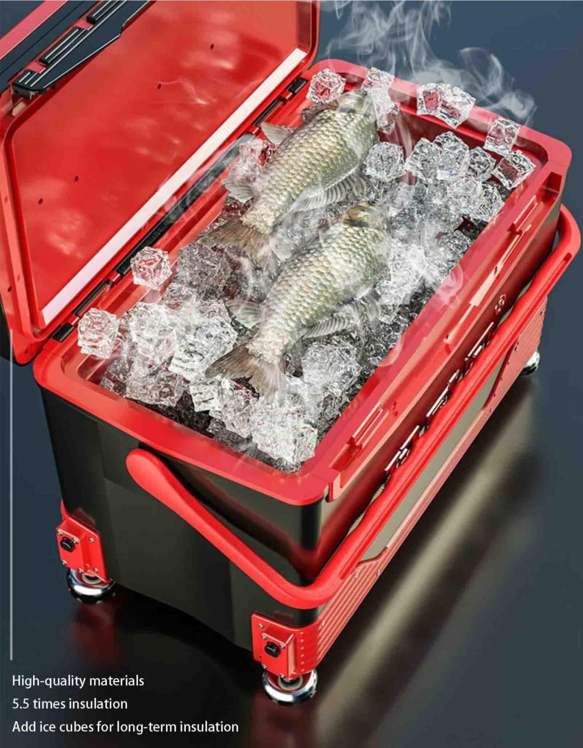 Scatola Porta-Attrezzi da Pesca con Ruote, Sedia portaoggetti, Schienale, Sedile e Sile per l'asciugatura
