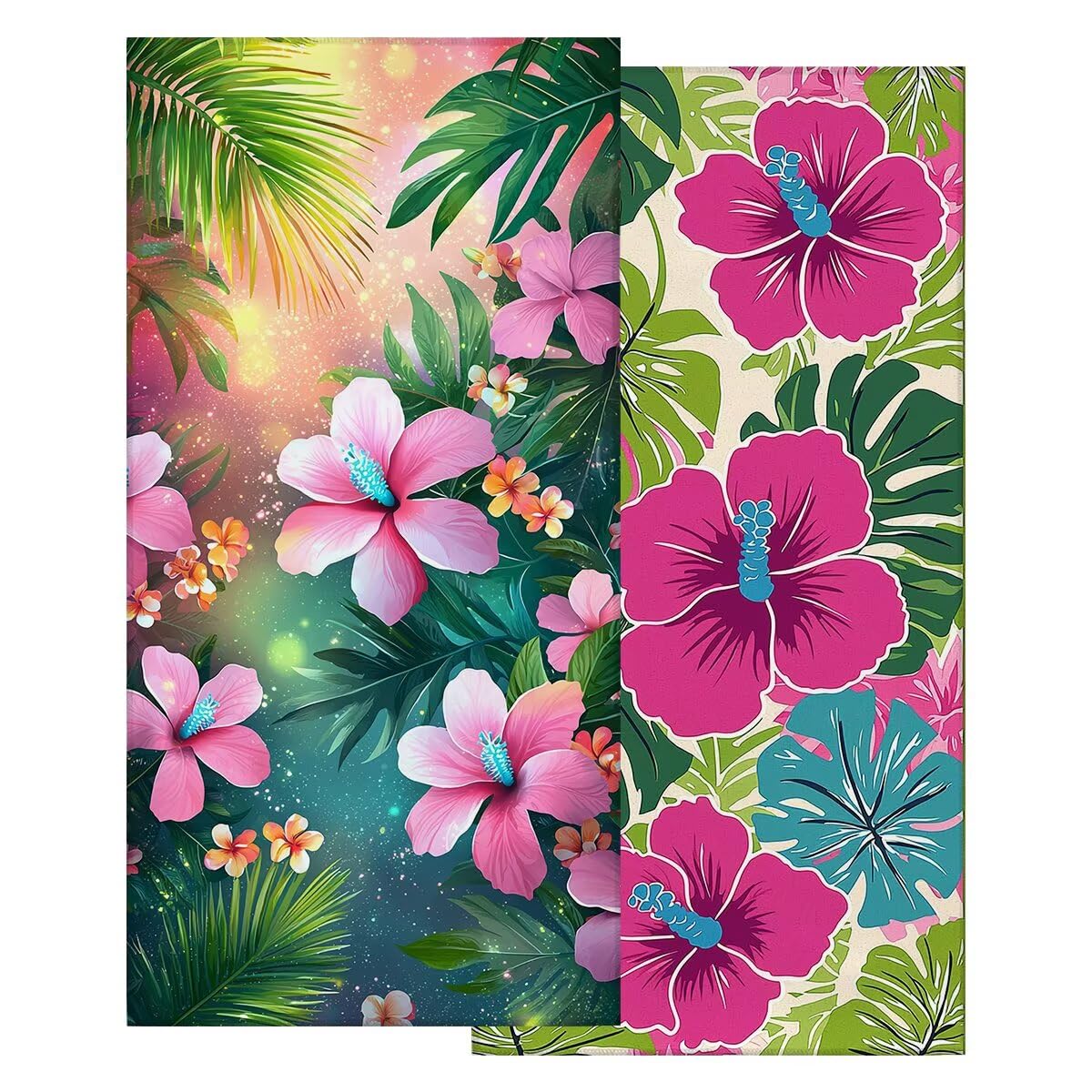 Toalla Playa 80x160 cm, Toalla Gimnasio Microfibra Secado Rapido, Juego de 2 Antiarena Toallas de Playa, Ligera Compacta Toallas Microfibra Grande para Viaje, Regalo Hombre Regalo Mujer (Flor) -5085