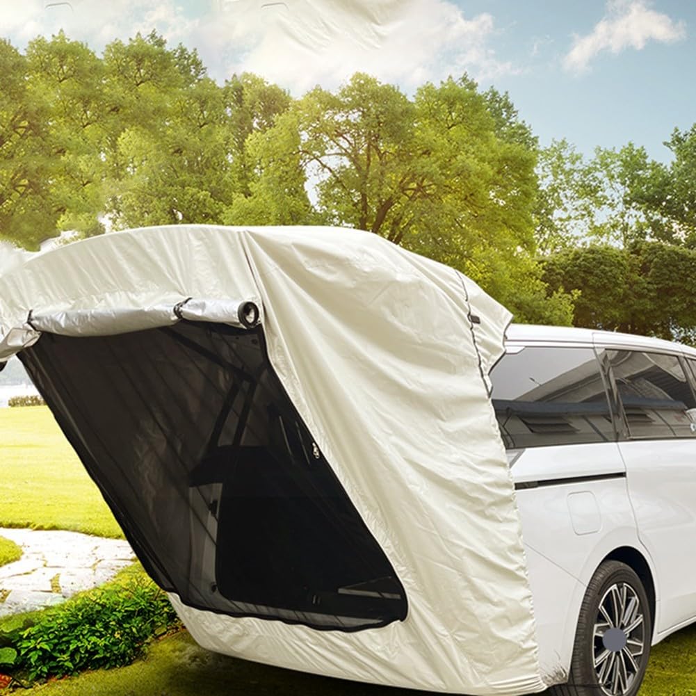 Tienda de campaña MPV para portón trasero de coche con tela impermeable resistente a los rayos UV, montaje magnético y malla fina con flujo de aire e insectos (MPV estándar blanco)