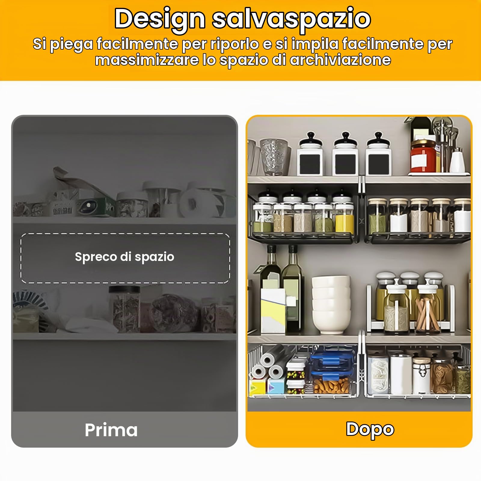 Qivine Cesto Portaoggetti Sospensione, 3 Pezzi Cestino Portaoggetti Sotto Scaffale Impilabili, Sotto Ripiano Portaoggetti in Filo Metallico, per Cucina, Ufficio, Dispensa, Bagno
