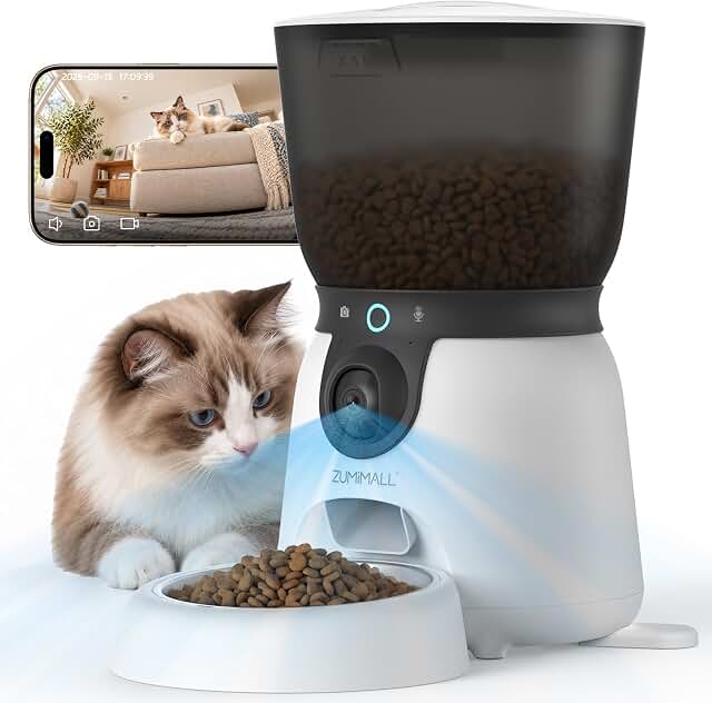 ZUMIMALL automatic cat feeder with rotatable camera