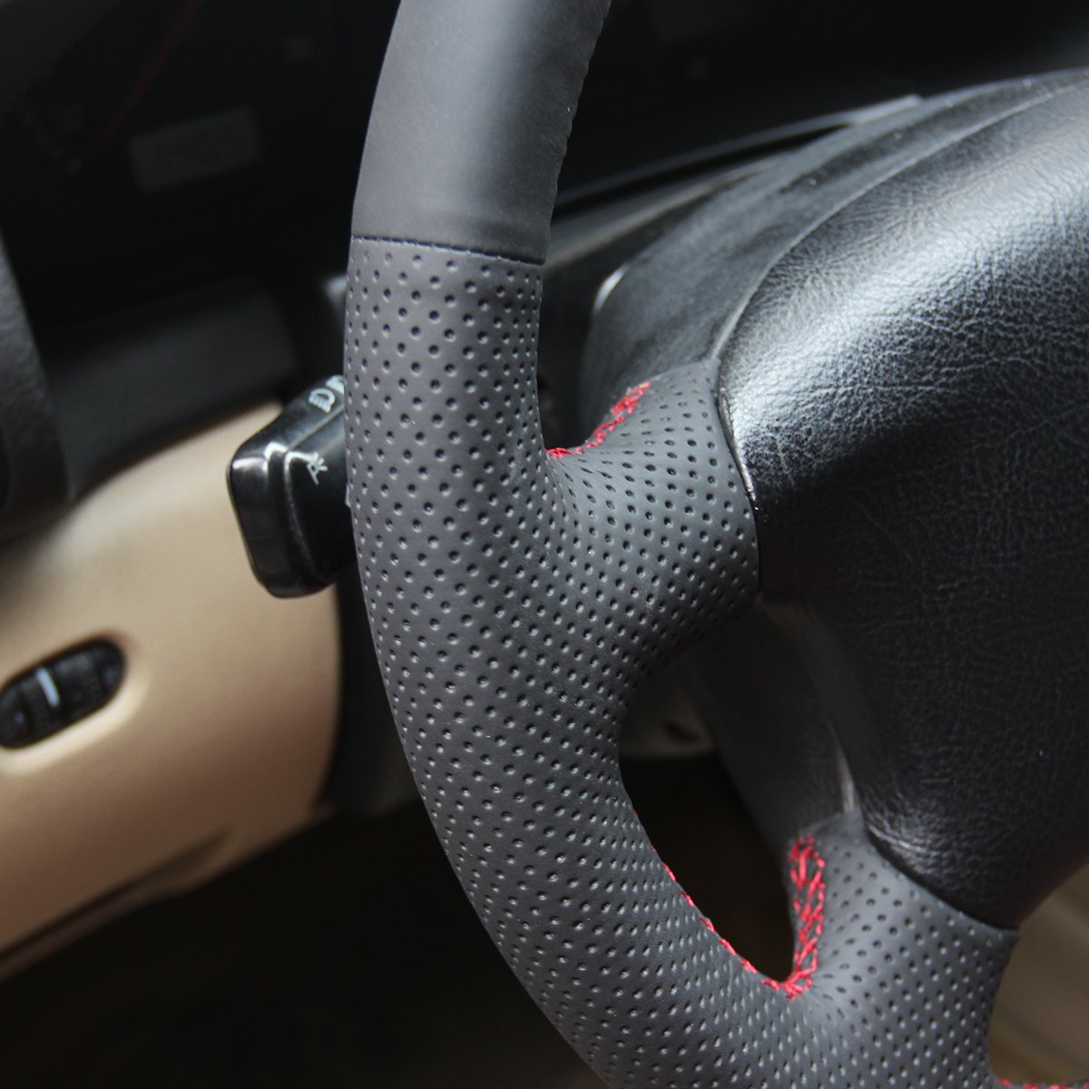MEWANT Pokrowiec na kierownicę do Passat B5, Golf 4, Sharan, Bora T4, T5, do Seat Alhambra, "zrób to sam", ręczne szycie, pokrowce na kierownicę samochodową, z mikrofibry, skóry i prawdziwej skóry