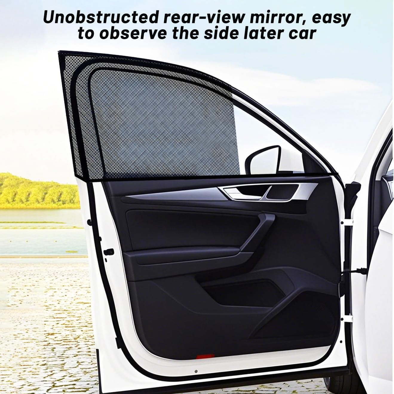 Hillylolly Parasole per Finestrini Laterali Auto, Protezione UV, Completo 4, Nero
