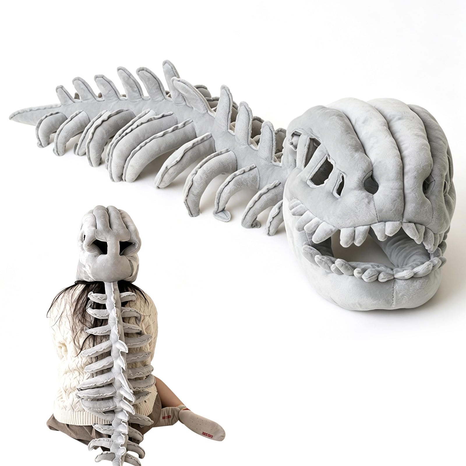 Elie&Eason Dinosaur Skeleton Costumes28*90CM, Fossil Cartoon Snug Dinosaur