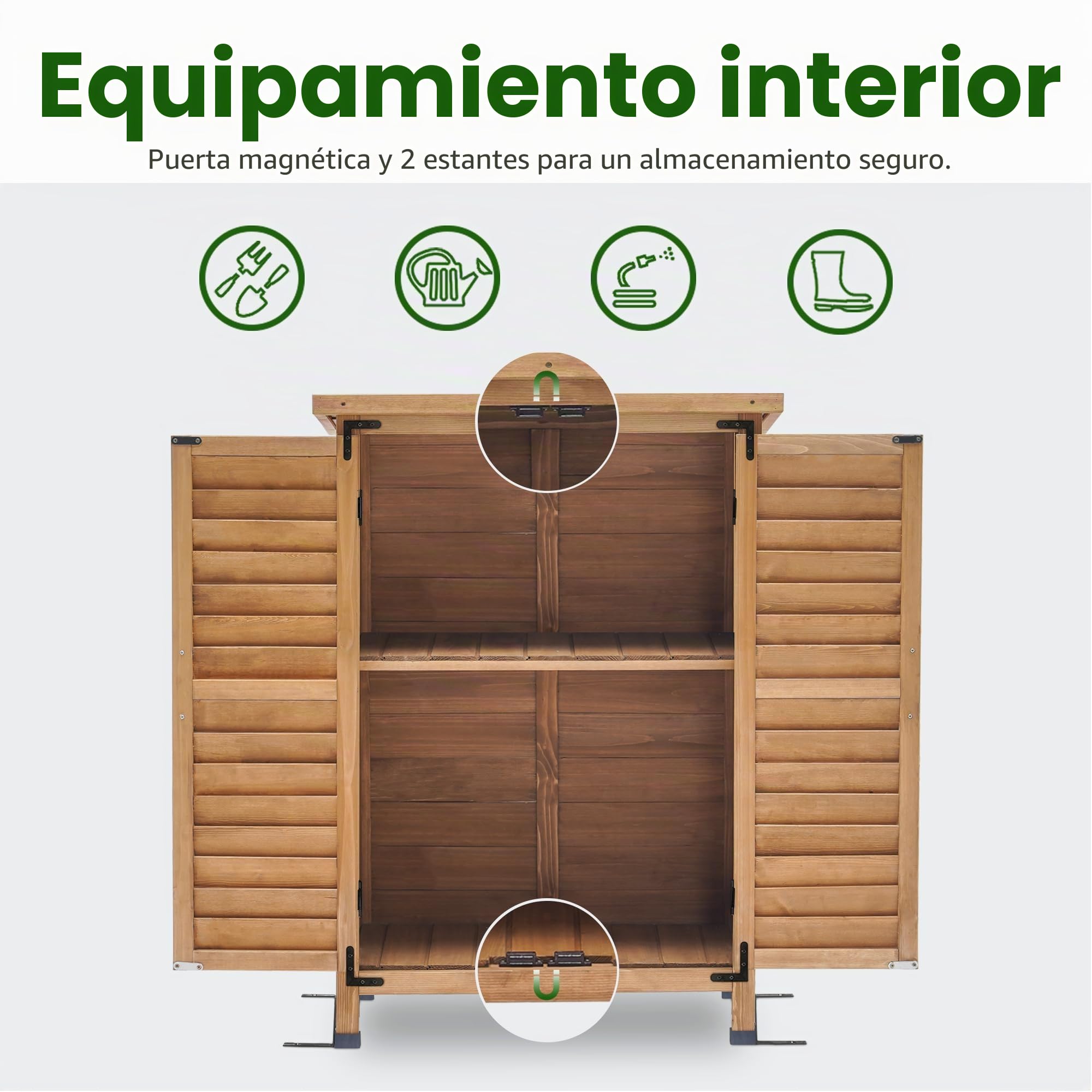 MCombo Mueble de jardín de madera Armario de jardín para las herramientas