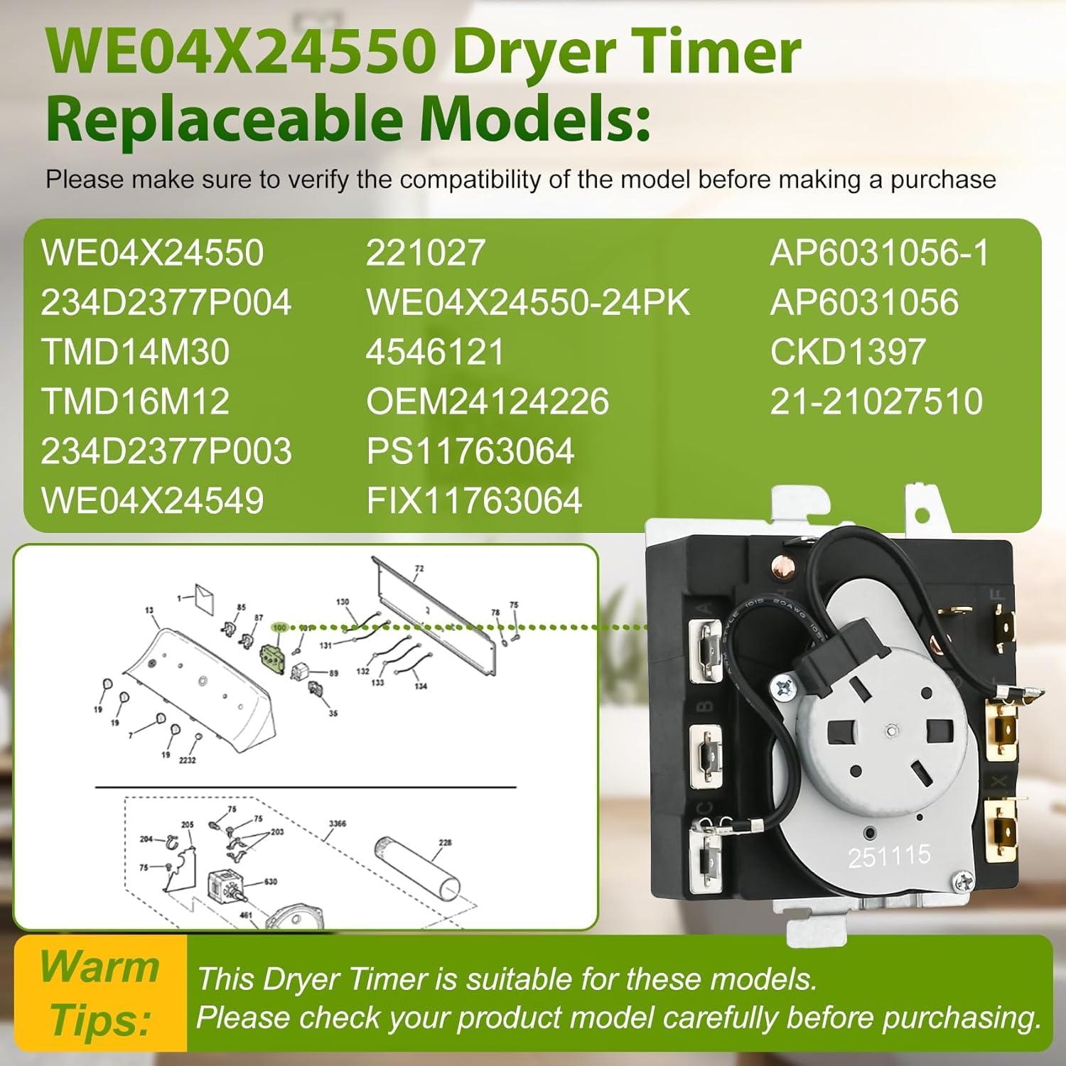 Dryer Timer Replacement For GE GTD42EASJ0WW GTD42EASJ1WW GTD42EASJ2WW GTD42GASJ0WW GTD42GASJ1WW GTD42GASJ2WW GTX42EASJ0WW GTX42EASJ1WW GTX42EASJ2WW GTX42GASJ0WW GTX42GASJ1WW Dryer
