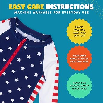 SwimZip UPF50+ Boys Swim Shirt, Long Sleeve One Piece Kids Sunsuit | Baby, toddler and boys' sunsuit with quick dry fabric, easy full zip, and sun protection that blocks 98% of UVA & UVB rays