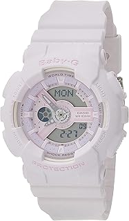 ساعة جي-شوك للنساء من كاسيو بمينا وحزام من الراتنج بلون اوف وايت BA-110-4A2DR، انالوج-رقمي