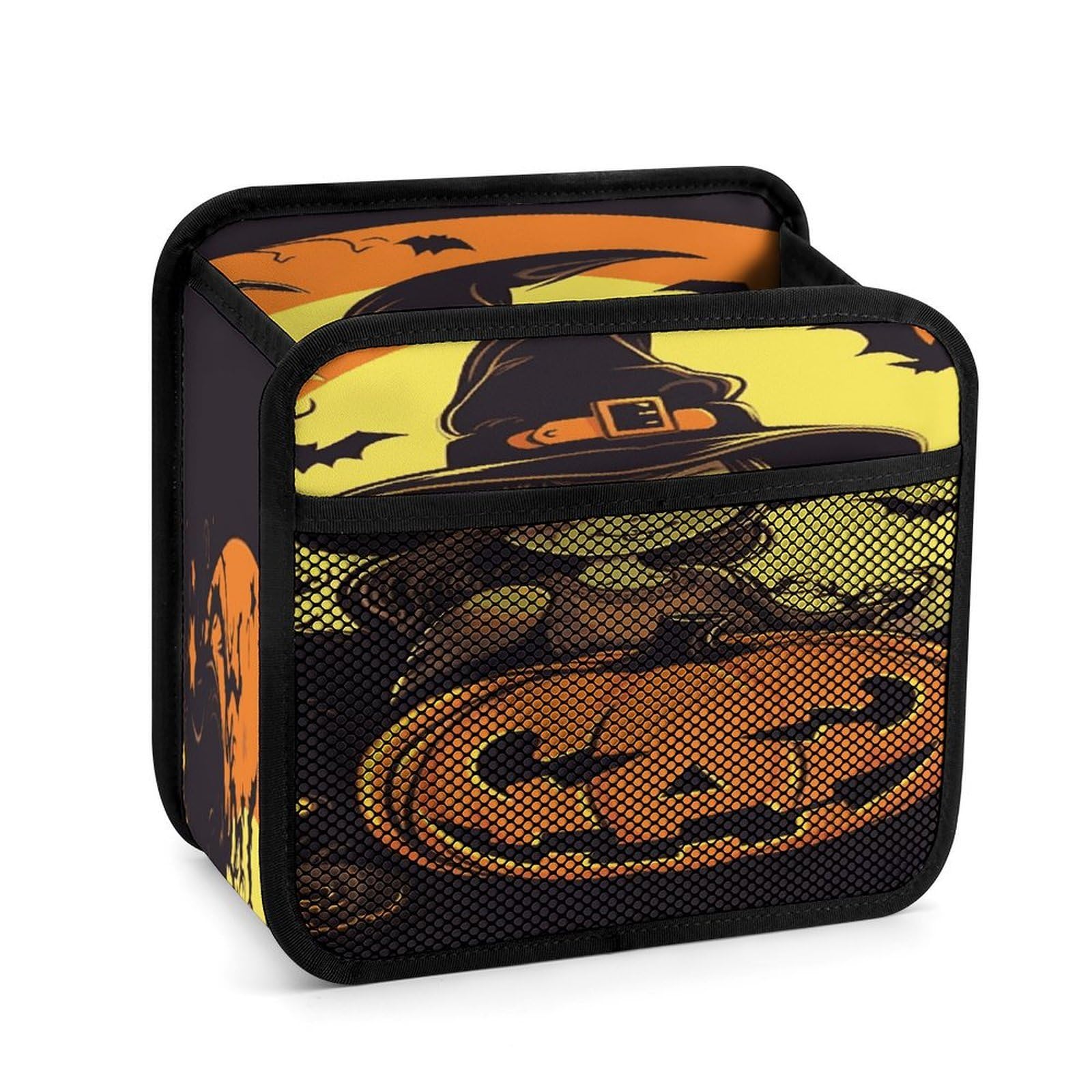 Btcowzrv Style Halloween Pumpkin Witch Car Seat Back Organizer, Pu Leather Hanging Backseat Car Organizer With Elastic Mesh Pocket, Storage Bag For Most Vehicles